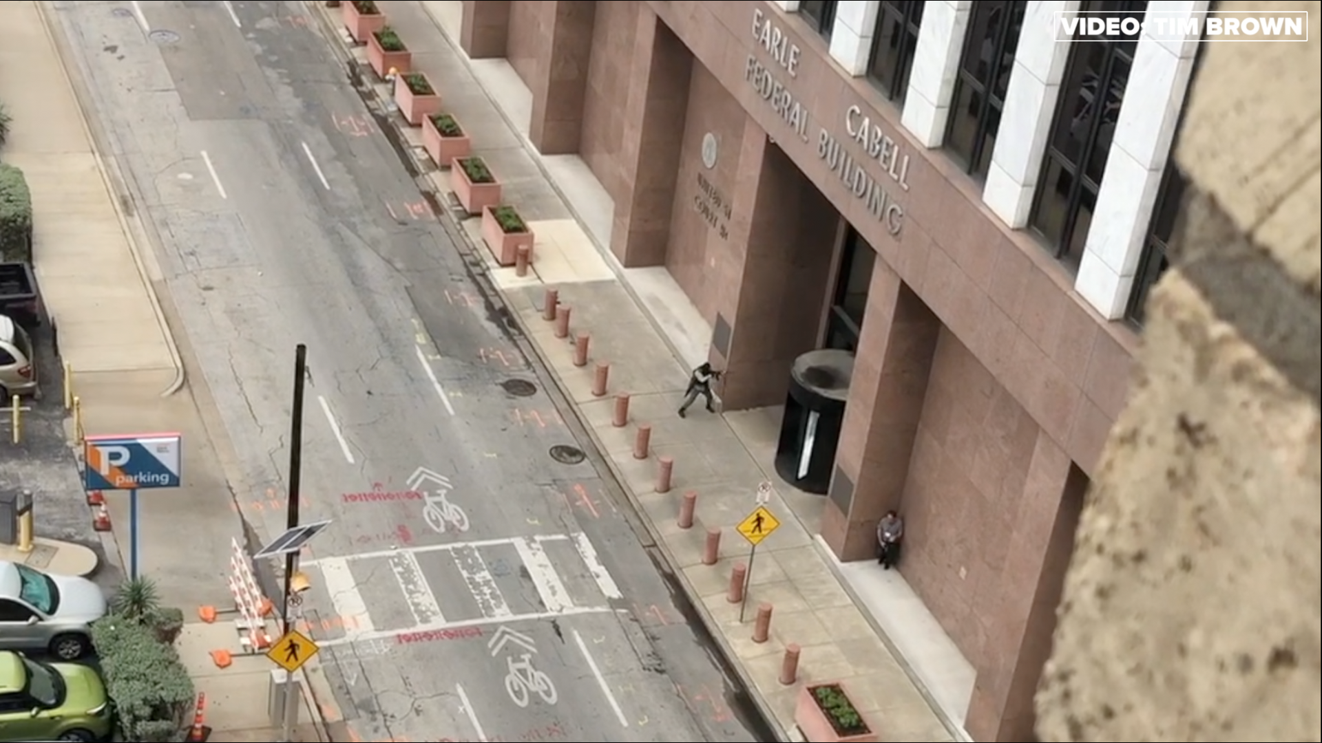 Officers responded to a shooting call before 8:50 a.m. Monday outside the federal courthouse in downtown Dallas.