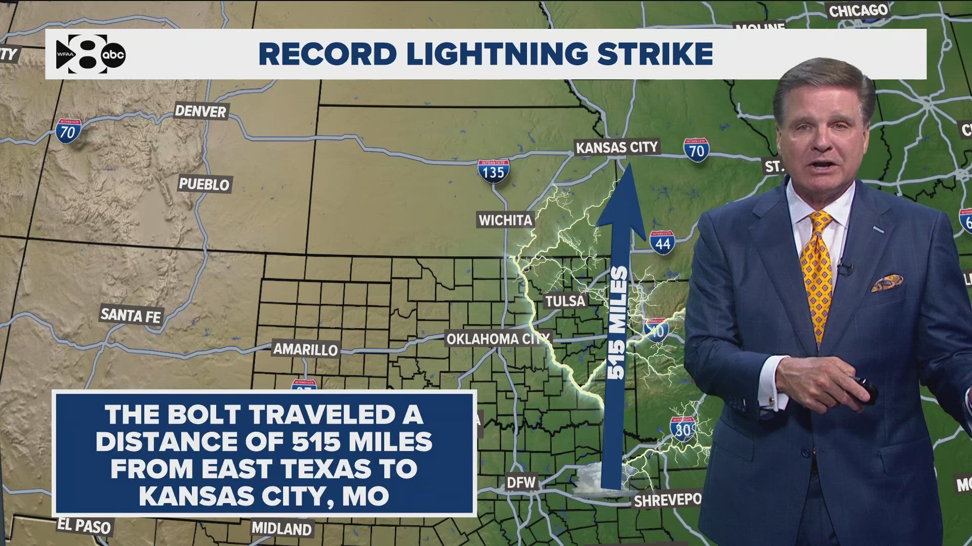 Texas lightning sets record for longest flash at 515 miles