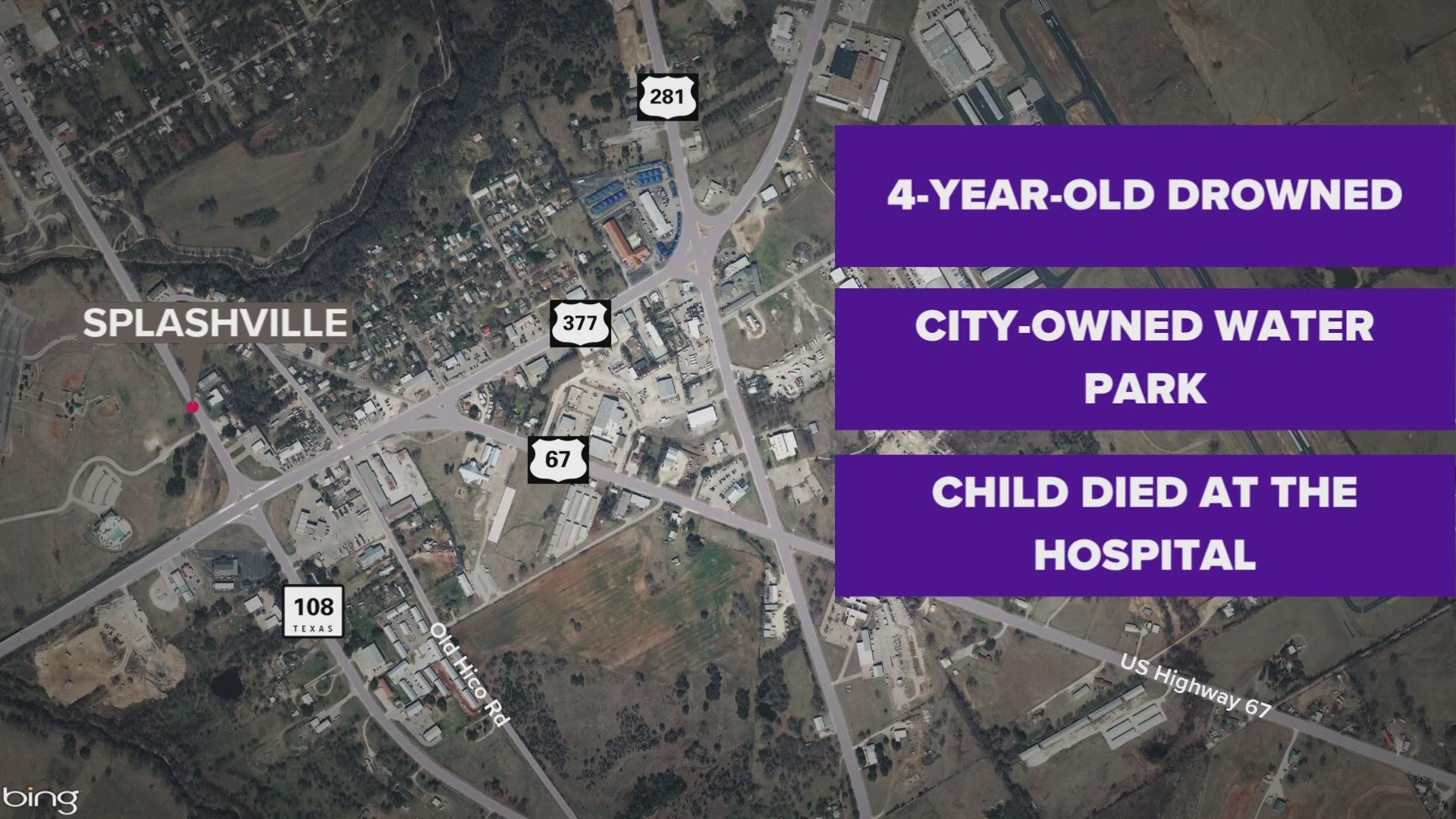 The 4-year-old drowned at a water park in Stephenville, Texas.