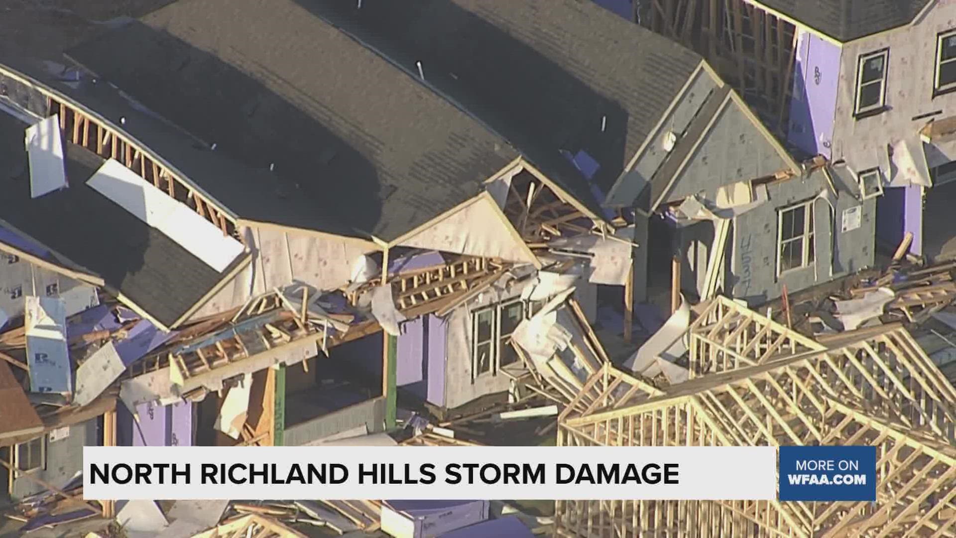 DFW severe storms Underconstruction homes badly damaged in NRH
