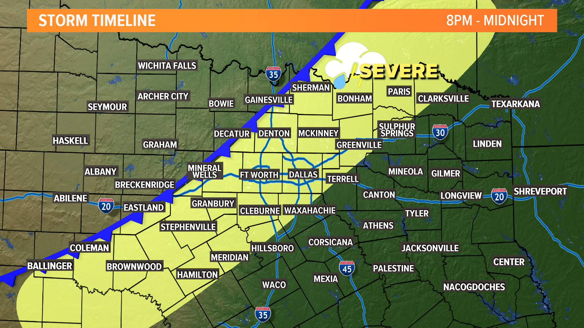 Timeline: Severe storm chances remain low across North Texas | wfaa.com