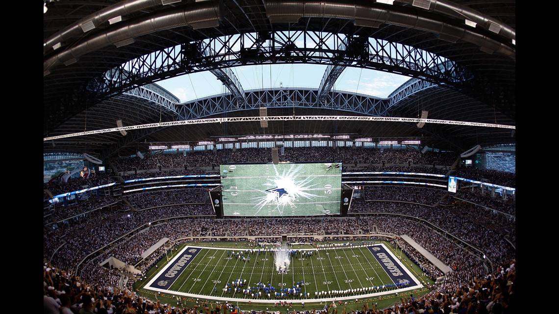 The Dallas Cowboys take the field prior to kickoff at the National Football  League Cowboys' home field AT&T Stadium in Arlington, Texas