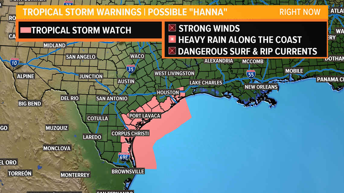 Tropical Storm Watch issued for much of the Texas coast