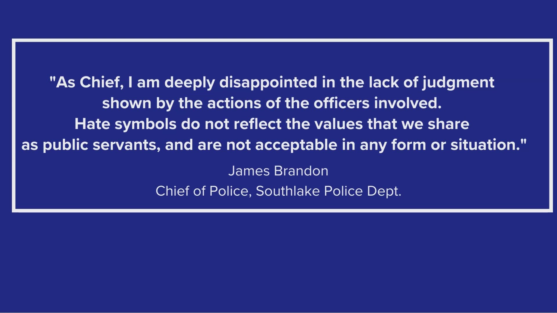 NOTE: The Dallas Holocaust and Human Rights Museum commended the actions of Southlake Police Chief James Brandon.