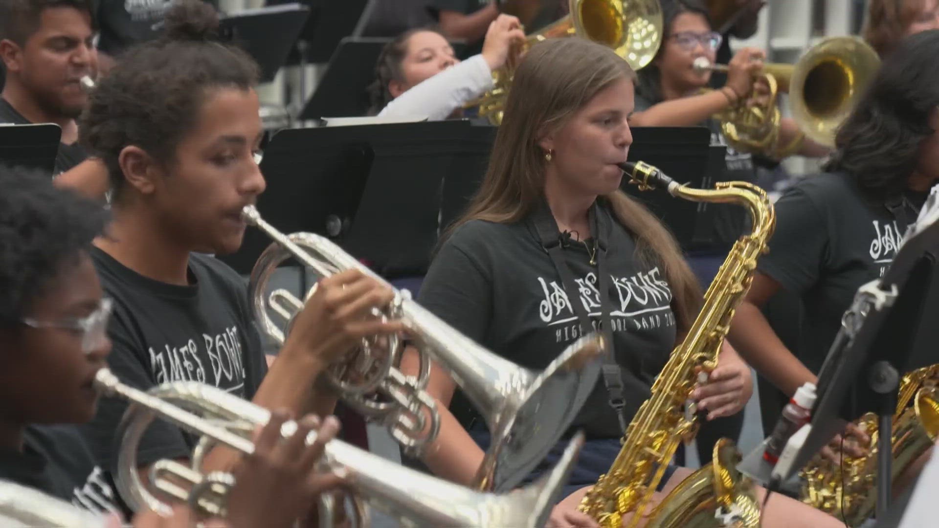 The Texas Rangers organization asked band students from six Arlington ISD high schools to perform during the festivities.