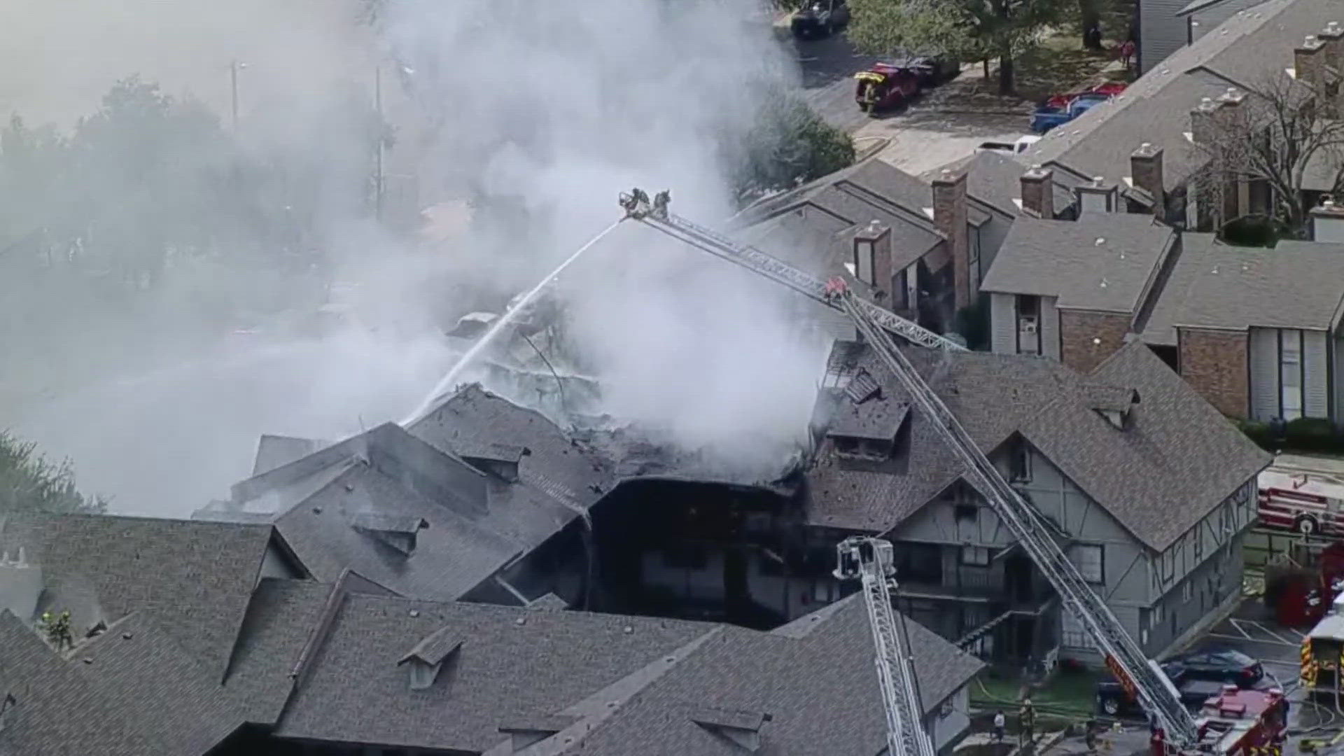 WFAA chopper footage from the scene showed smoke billowing from the scene.