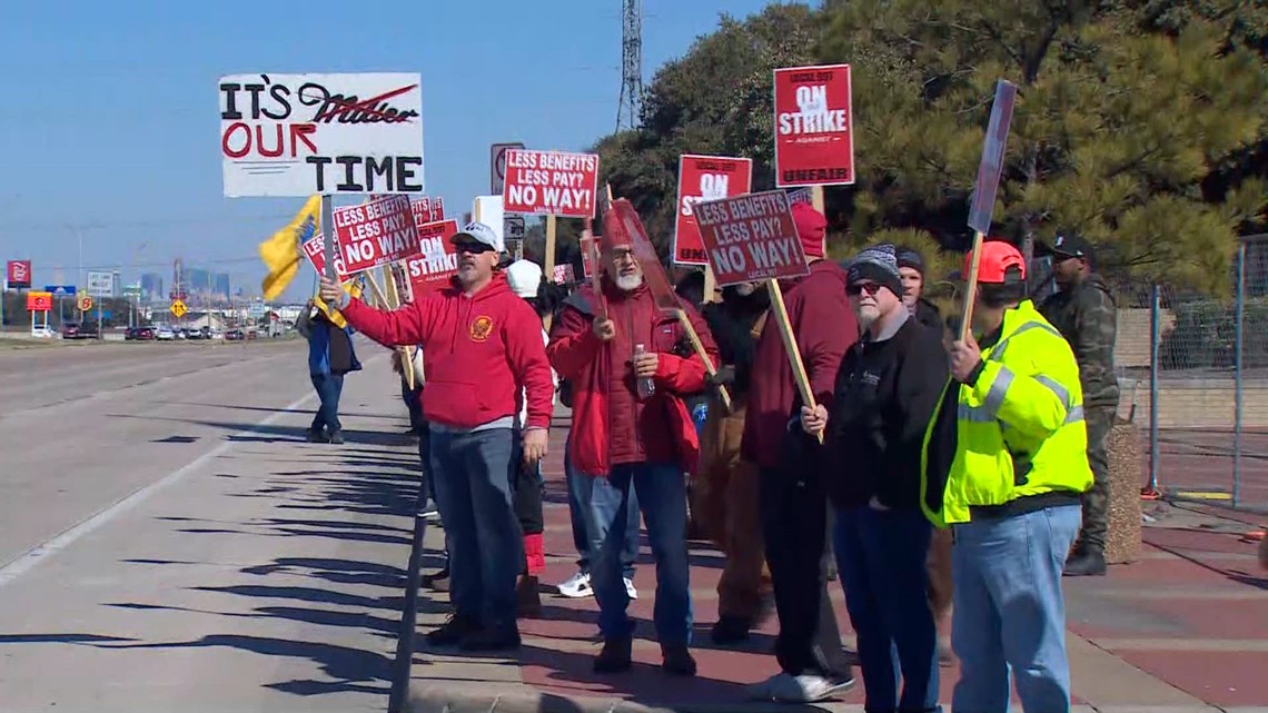 Workers walk off the job at Molson Coors brewery in Fort Worth in protest