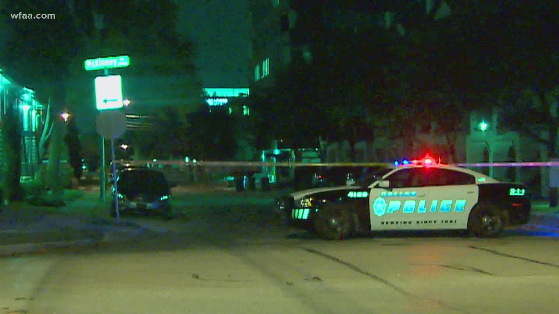 Dallas police said three people were shot around 9:18 p.m. Thursday at 4245 N. Central Expressway Service Road.