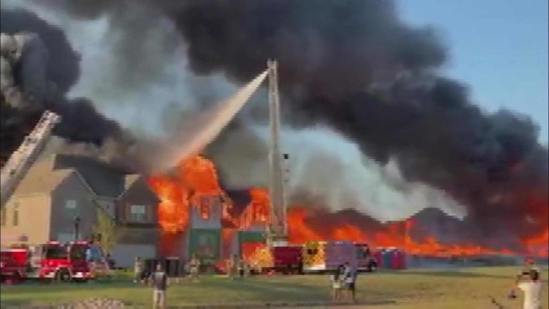 Seven homes under construction were either destroyed or heavily damaged after a massive fire in a McKinney neighborhood on Saturday, officials said.