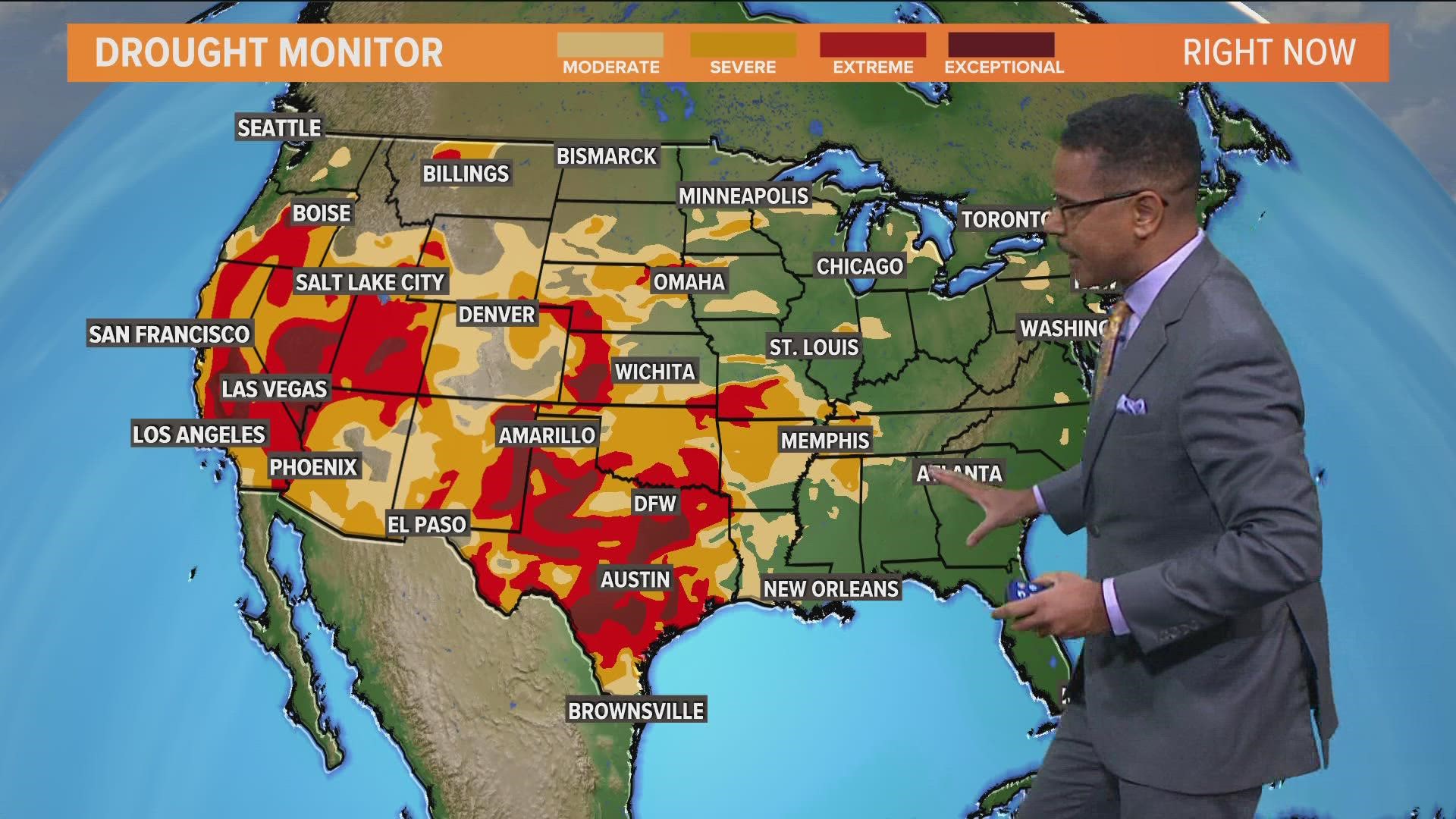 The southwestern U.S. is dealing with serious drought conditions and wildfires while other areas are seeing record rainfall.