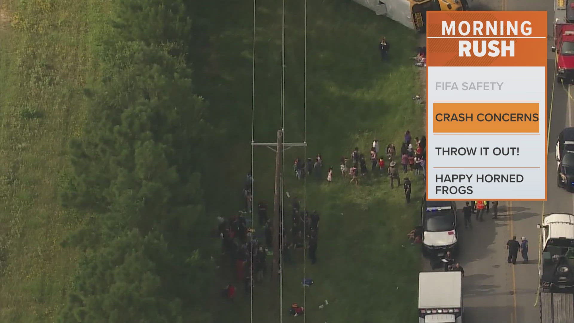 The bus overturned while children were inside. 