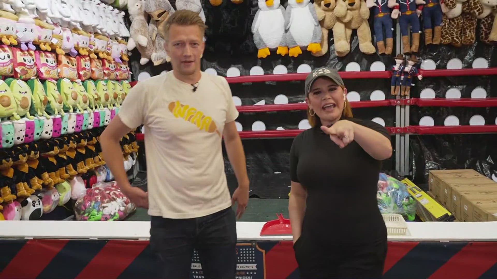 Sean Giggy and Kara Sewell competed in a classic State Fair of Texas Midway game.