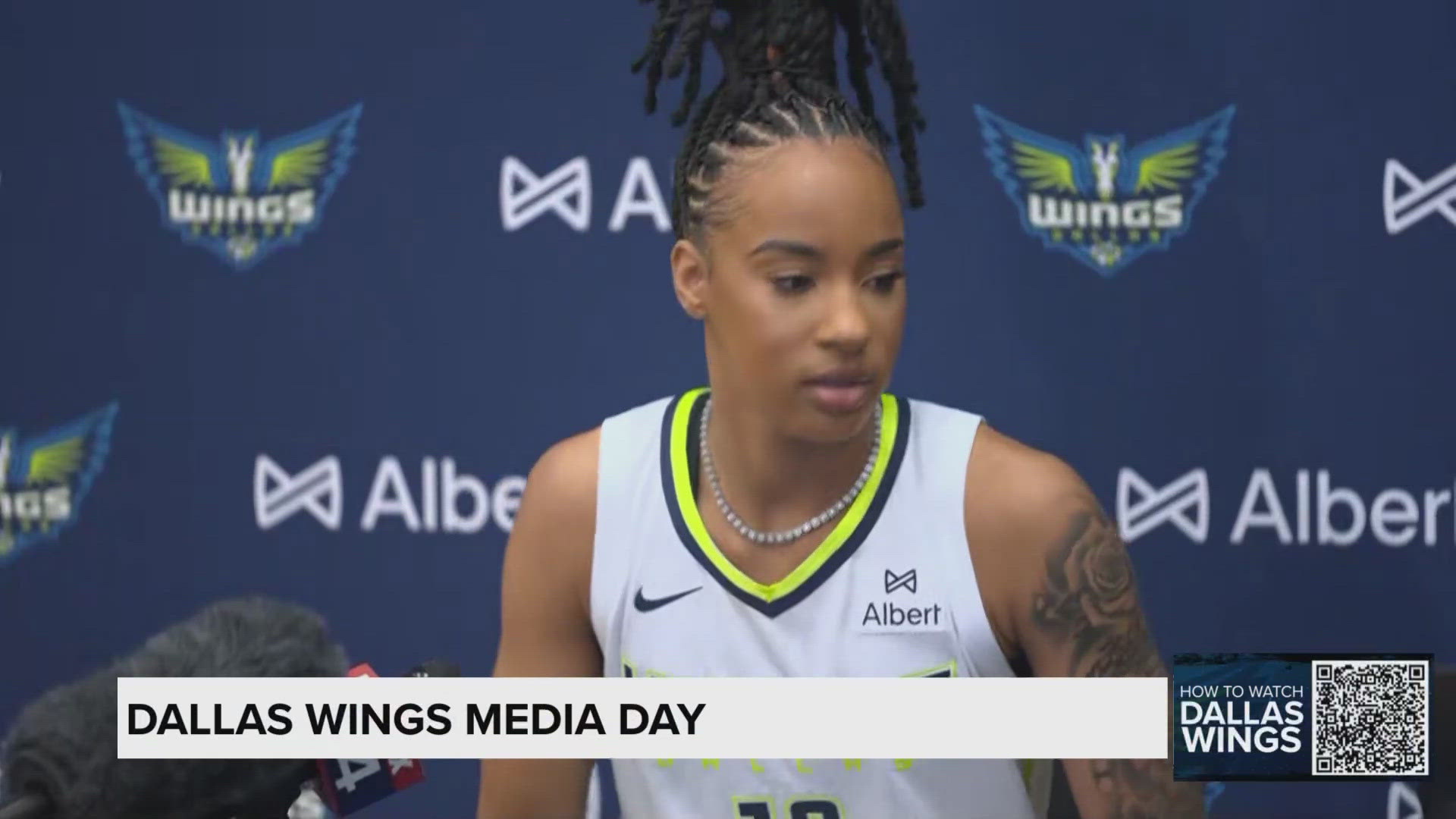 Aziaha James met the media Wednesday at Wings Media Day.