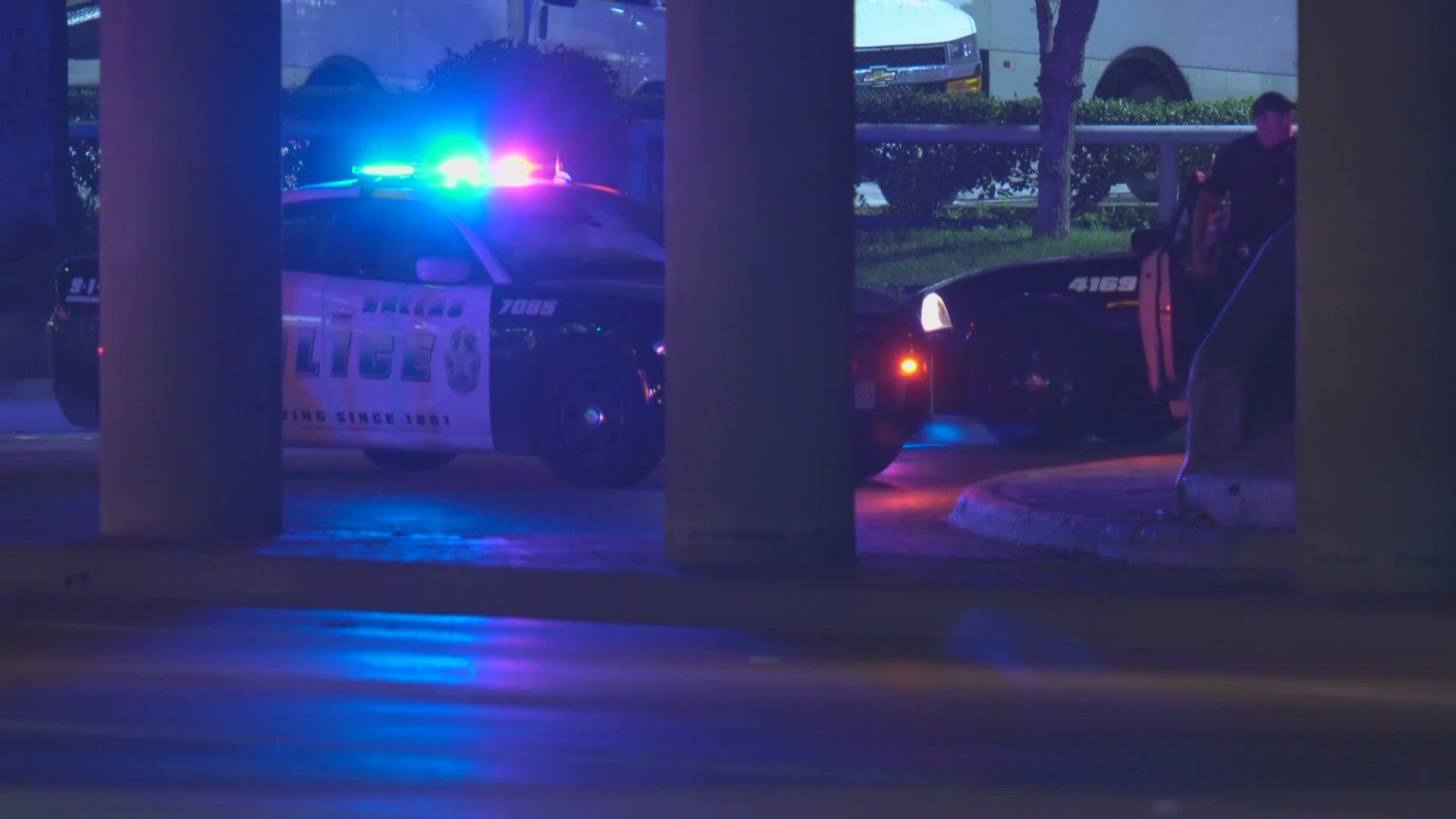 Police said both victims were found shot Saturday night on North Stemmons Freeway.