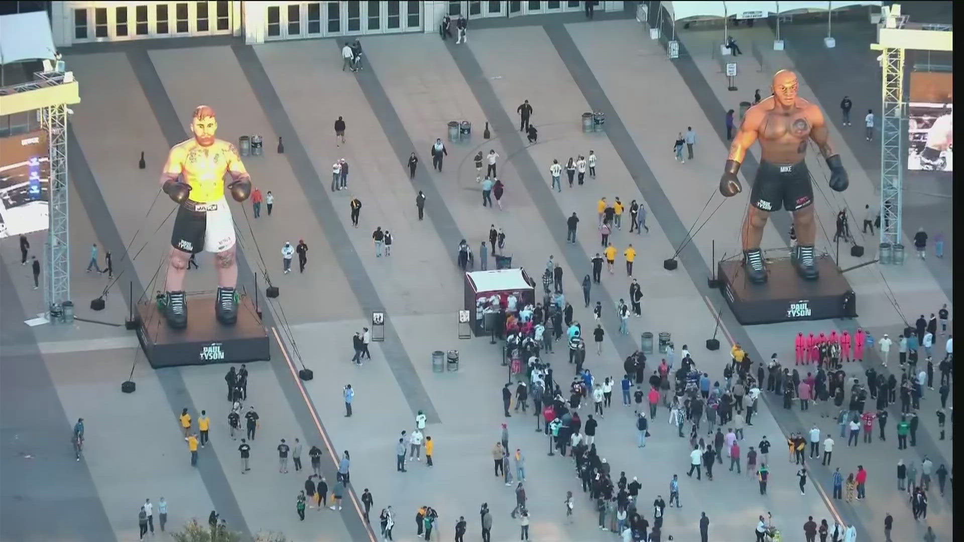 Here is a live look at AT&T Stadium and the talk of the sports world. Mike Tyson and Jake Paul are set to fight Friday in Arlington.