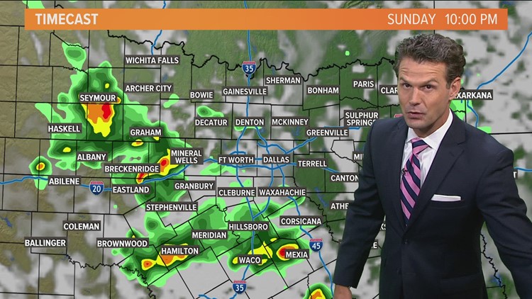 DFW Weather: Spotty showers and thunderstorms possible throughout Sunday afternoon