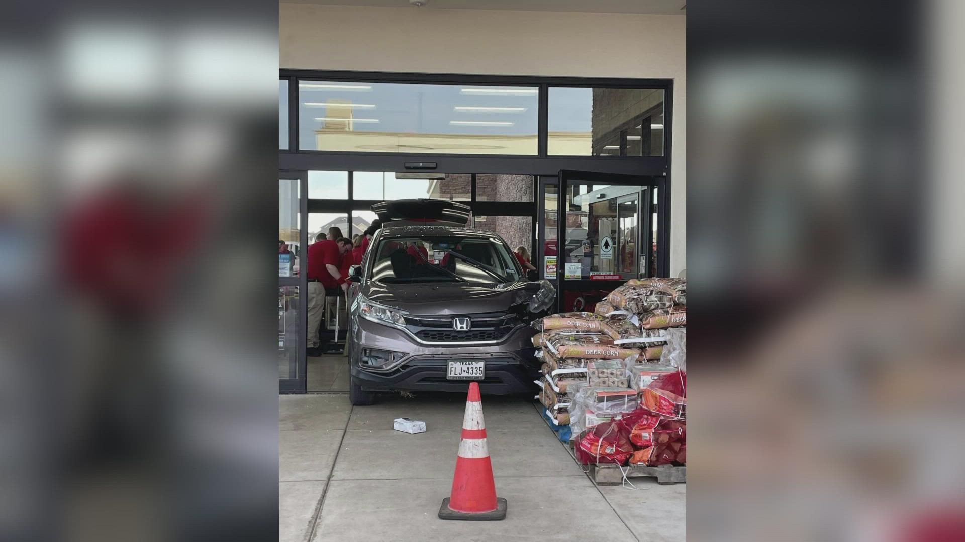 Royse City police posted pictures on social media that showed the stolen vehicle inside an entrance at the Buc-ee's on Interstate 30.