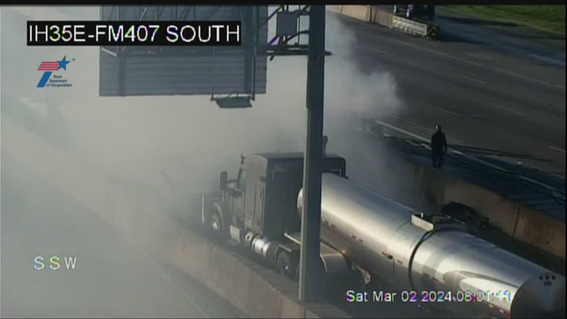 A semi-truck fire had I-35E shut down through Lewisville on Saturday morning.