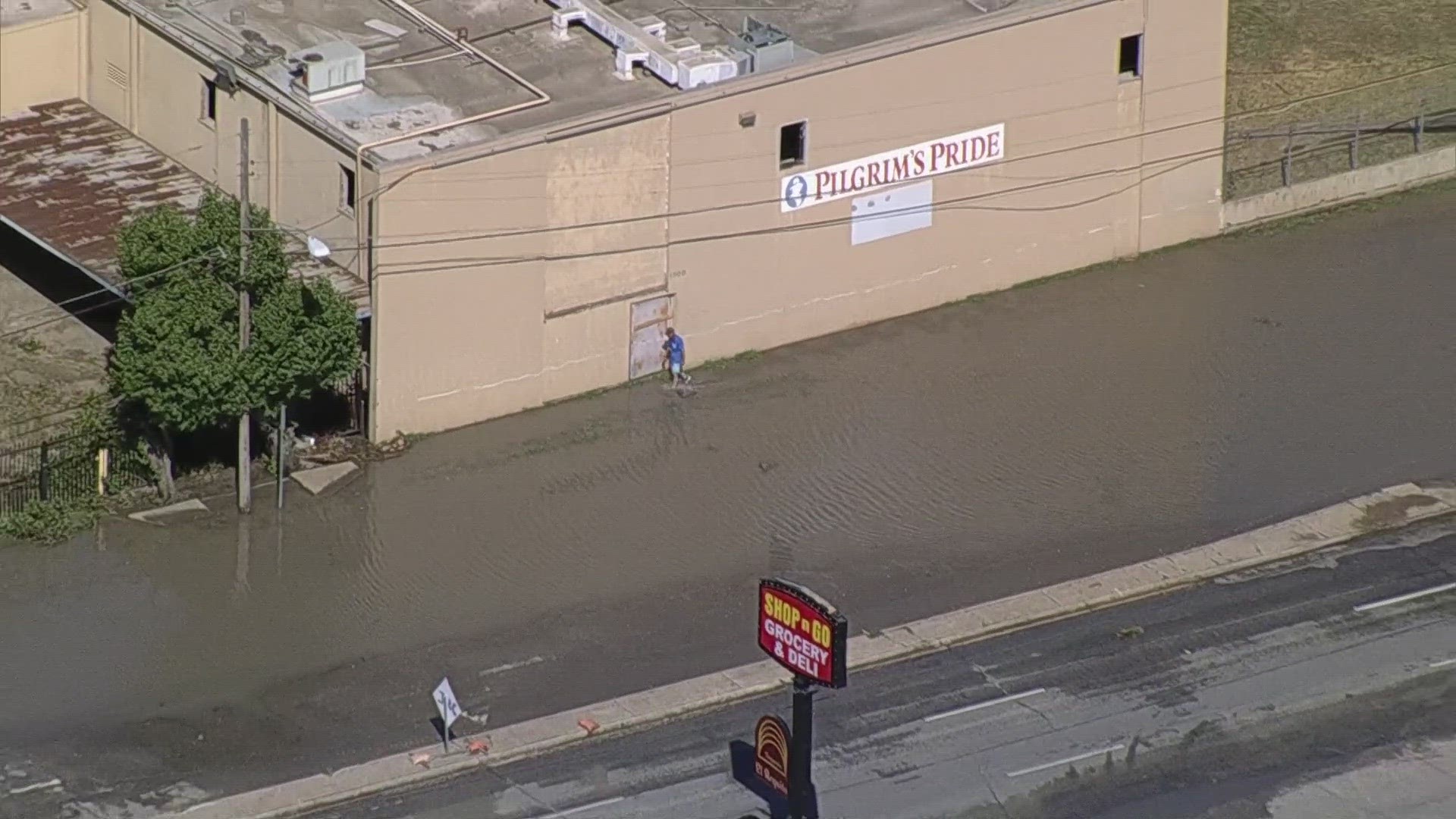 On Friday, A water main break was causing flooding in Dallas near the intersection of Hickory St. and S. Cesar Chavez Blvd.