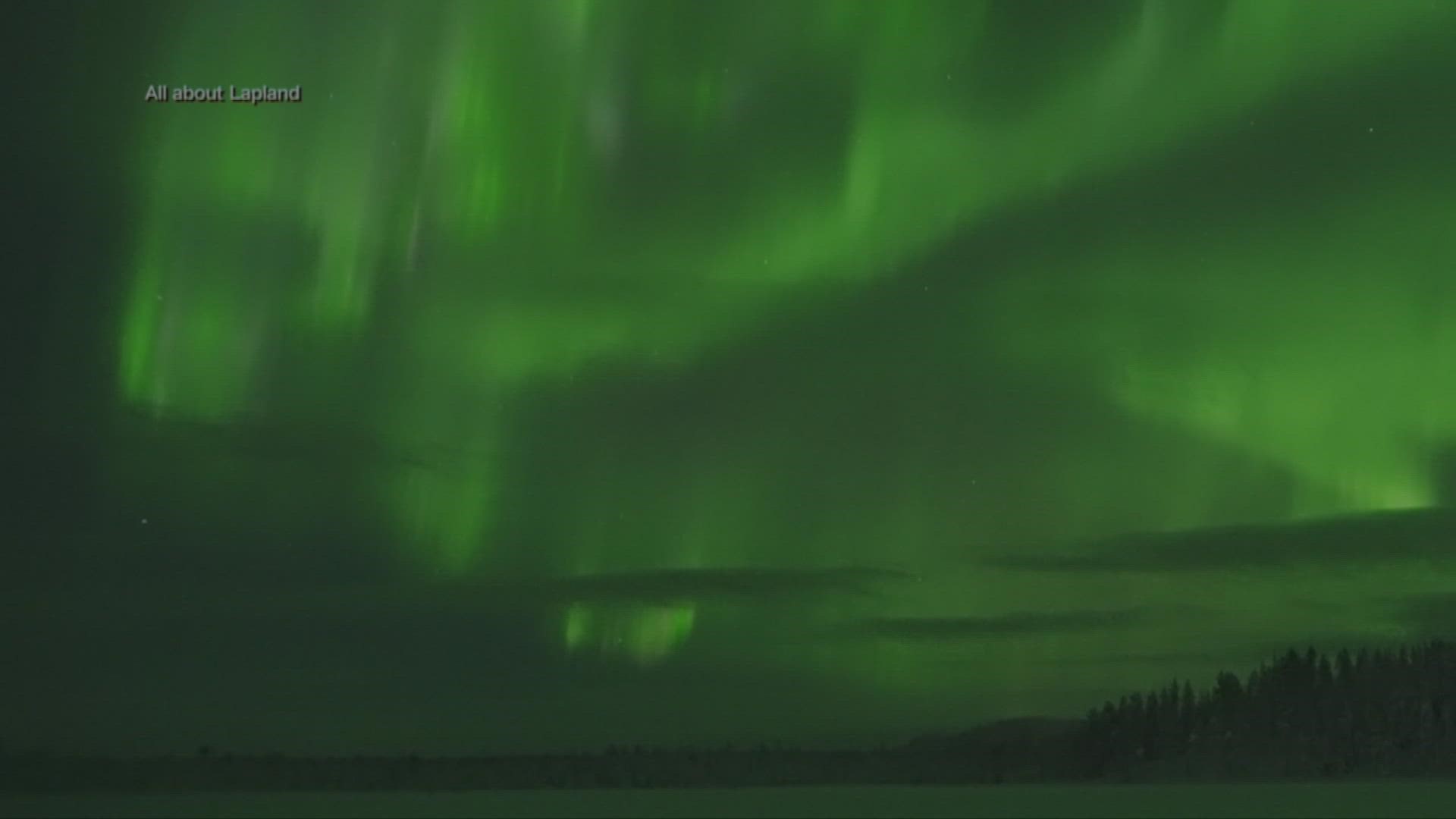 Bright aurora arches could then be seen dancing in the sky for almost an hour over Finnish Lapland.