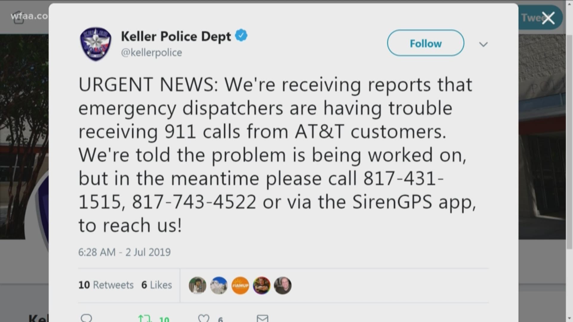 AT&T experiencing 911 outages across the country