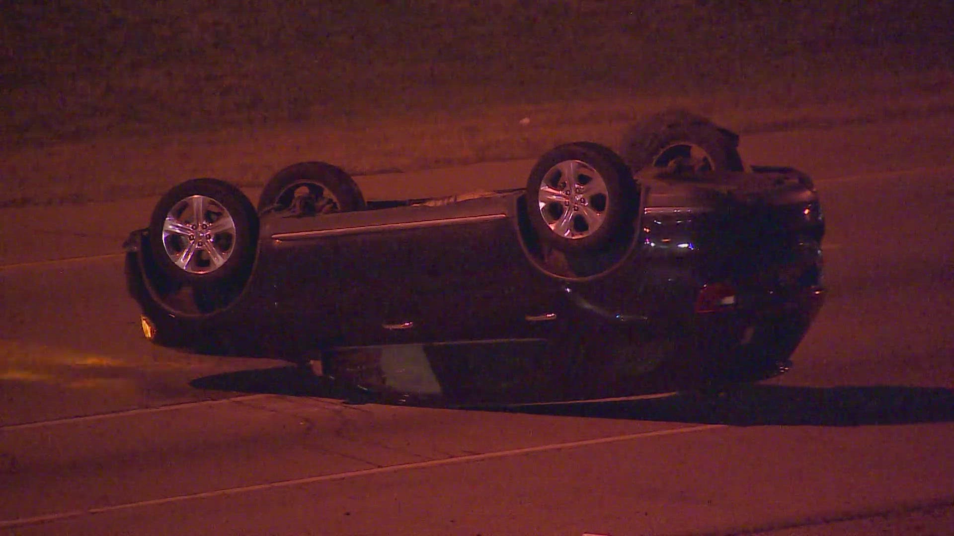 Police said the vehicle went up a guardrail on Loop 12 South near Keeneland Parkway.