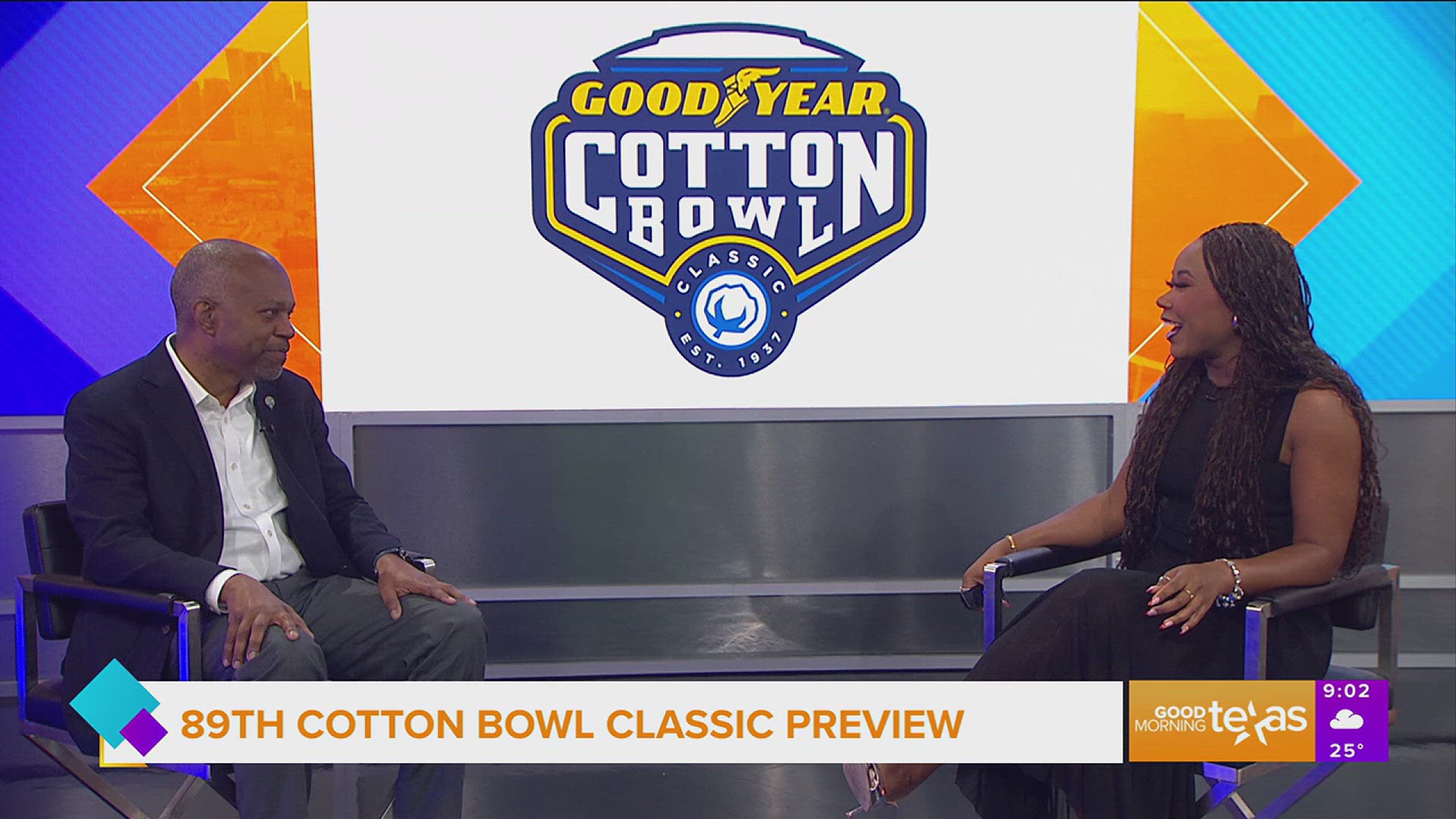 Kelvin Walker, Chair of the Cotton Bowl Athletic Association, previews the Cotton Bowl Classic  in Arlington between UT Austin and Ohio State.