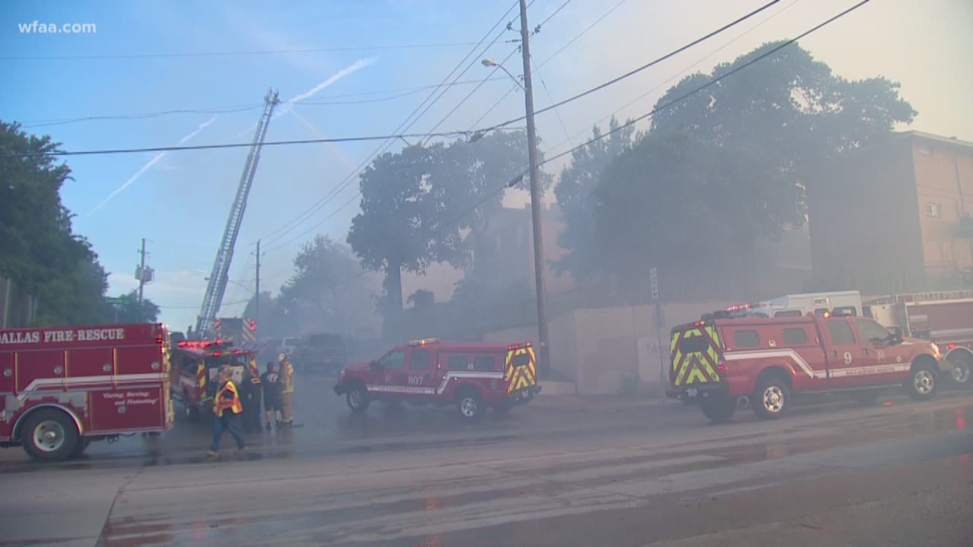 4-alarm fire burns down apartment buildings