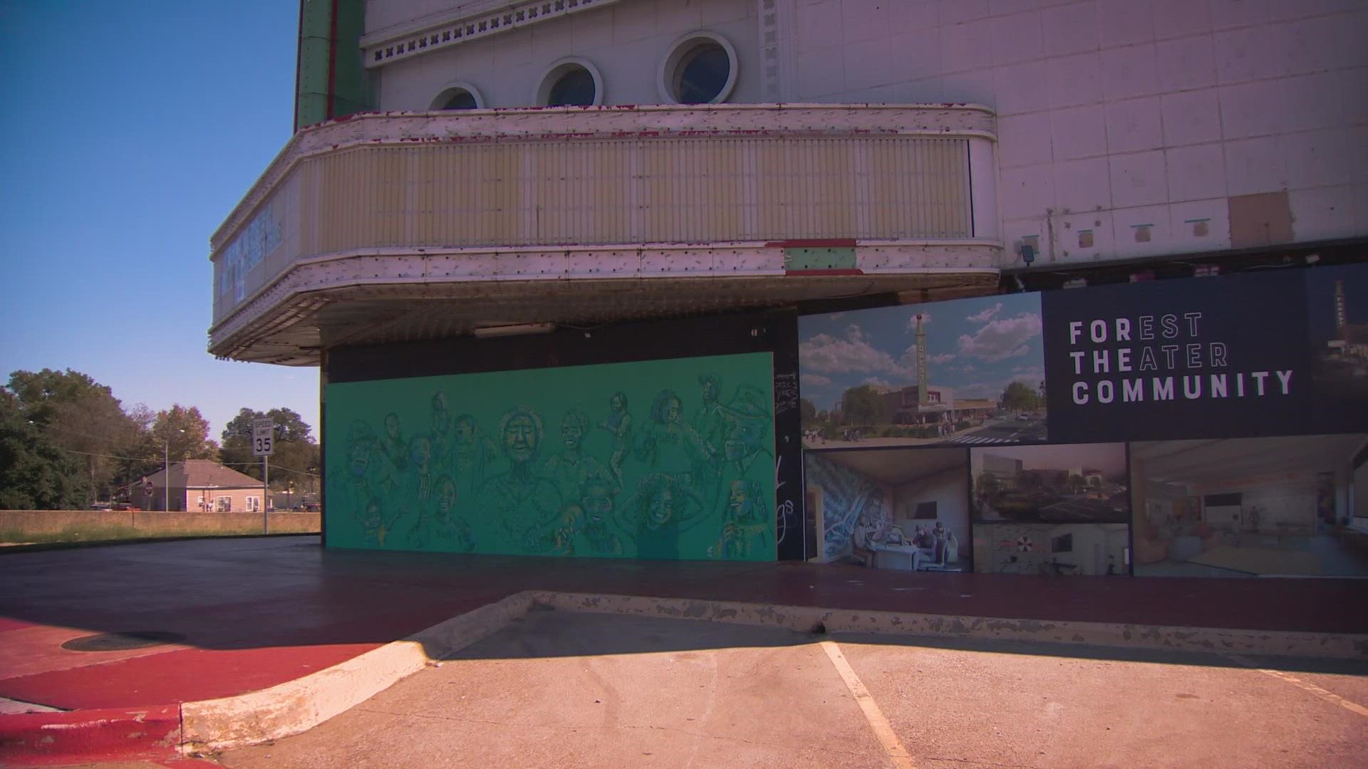 The theater’s tall green marquee and bright red ball are signature to the theater’s identity as an anchor in South Dallas.