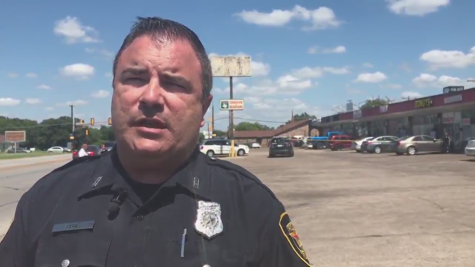 Police give an update from the scene of a Fort Worth drive-by shooting that left three injured Wednesday afternoon.