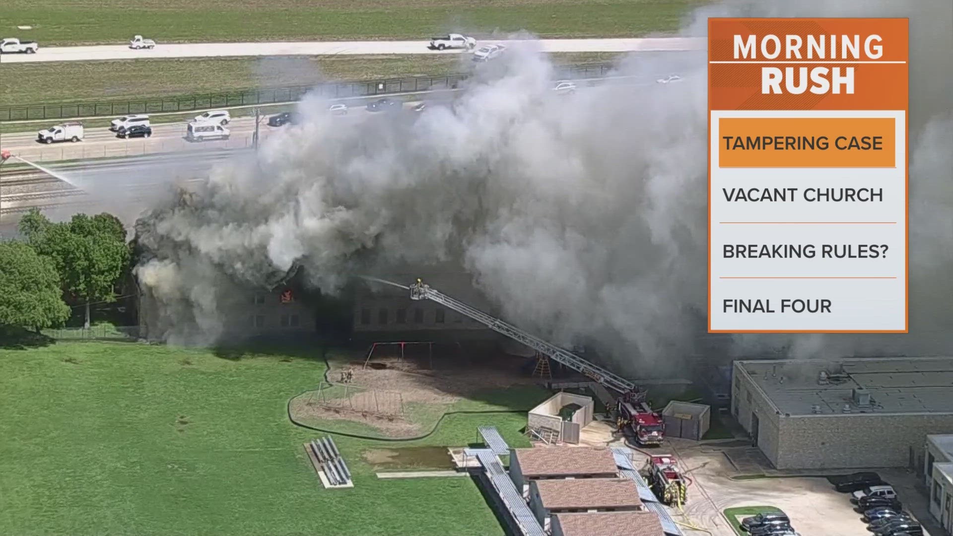 Dallas firefighters battle vacant church near Love Field airport