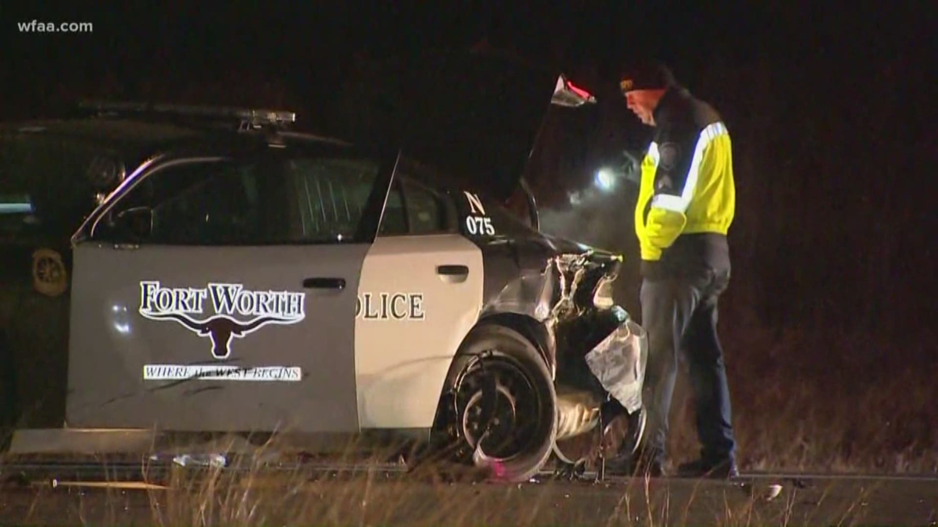 A Fort Worth police officer was struck by a suspected drunken driver early Friday while responding to a crash, police said.