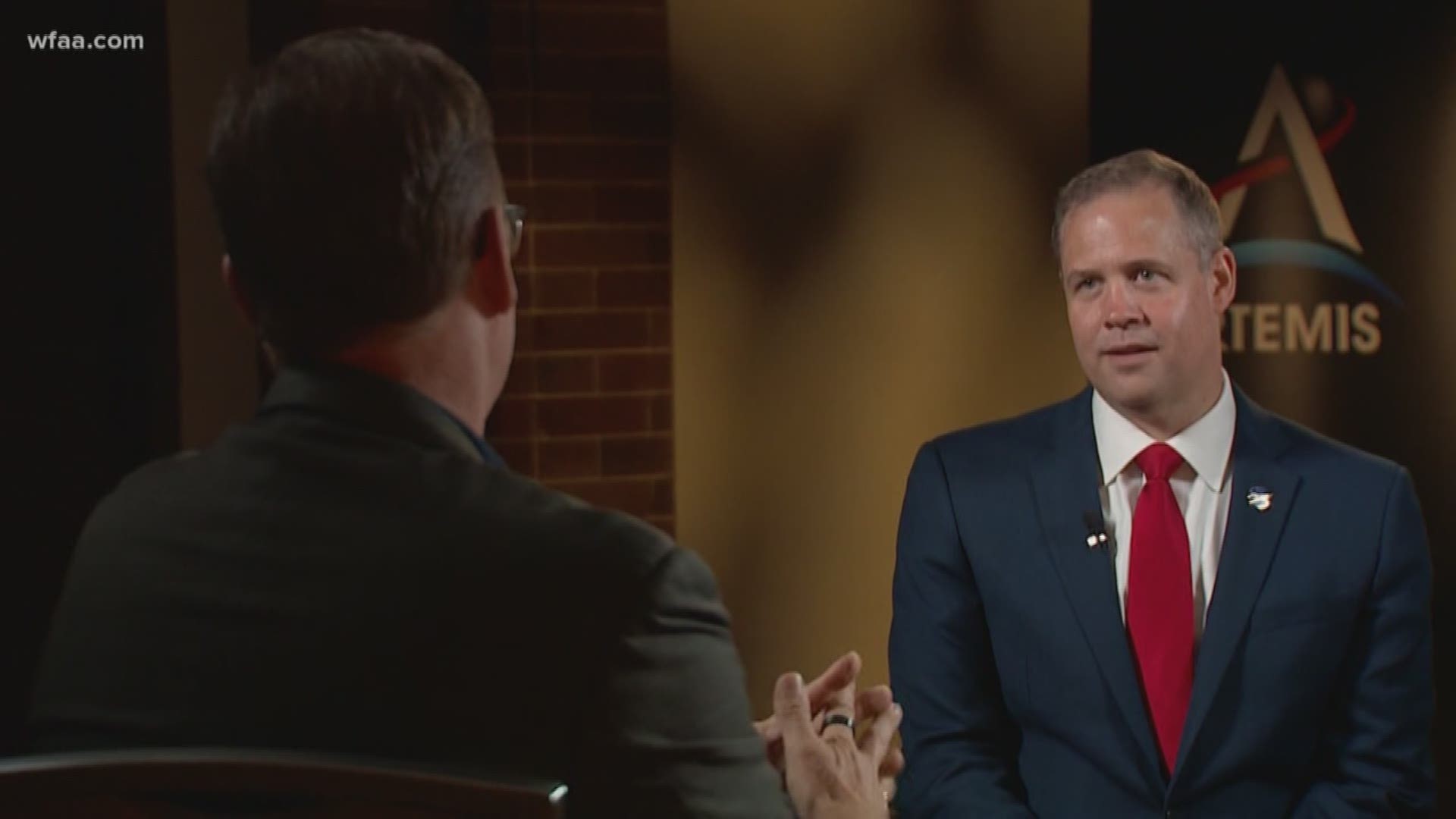 Jim Bridenstine says he has bi-partisan support for the science-driven march to get men and women to the moon by 2024. Bridenstine, a former Naval aviator who served three terms in the U.S. House of Representatives for the state of Oklahoma, was appointed NASA Administrator by President Trump in April of 2018.