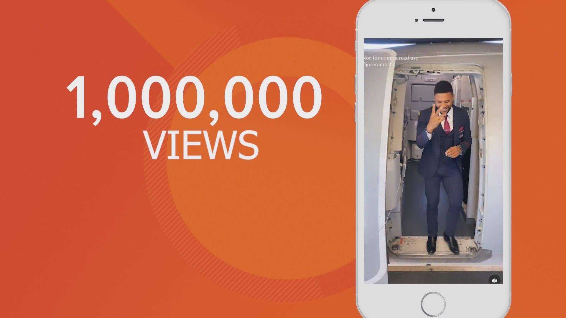 He's a dancing flight attendant with more than a million views on social media.