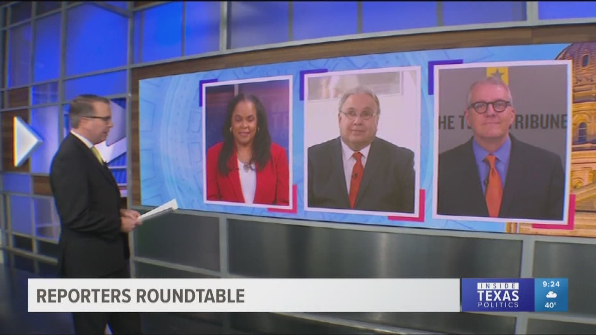 Reporters Roundtable puts the headlines in perspective each week. Ross Ramsey and Bud Kennedy returned along with Berna Dean Steptoe, WFAA's political producer. Ross, Bud, and Berna Dean discussed whether the Dallas Fort Worth area is losing clout in Aust