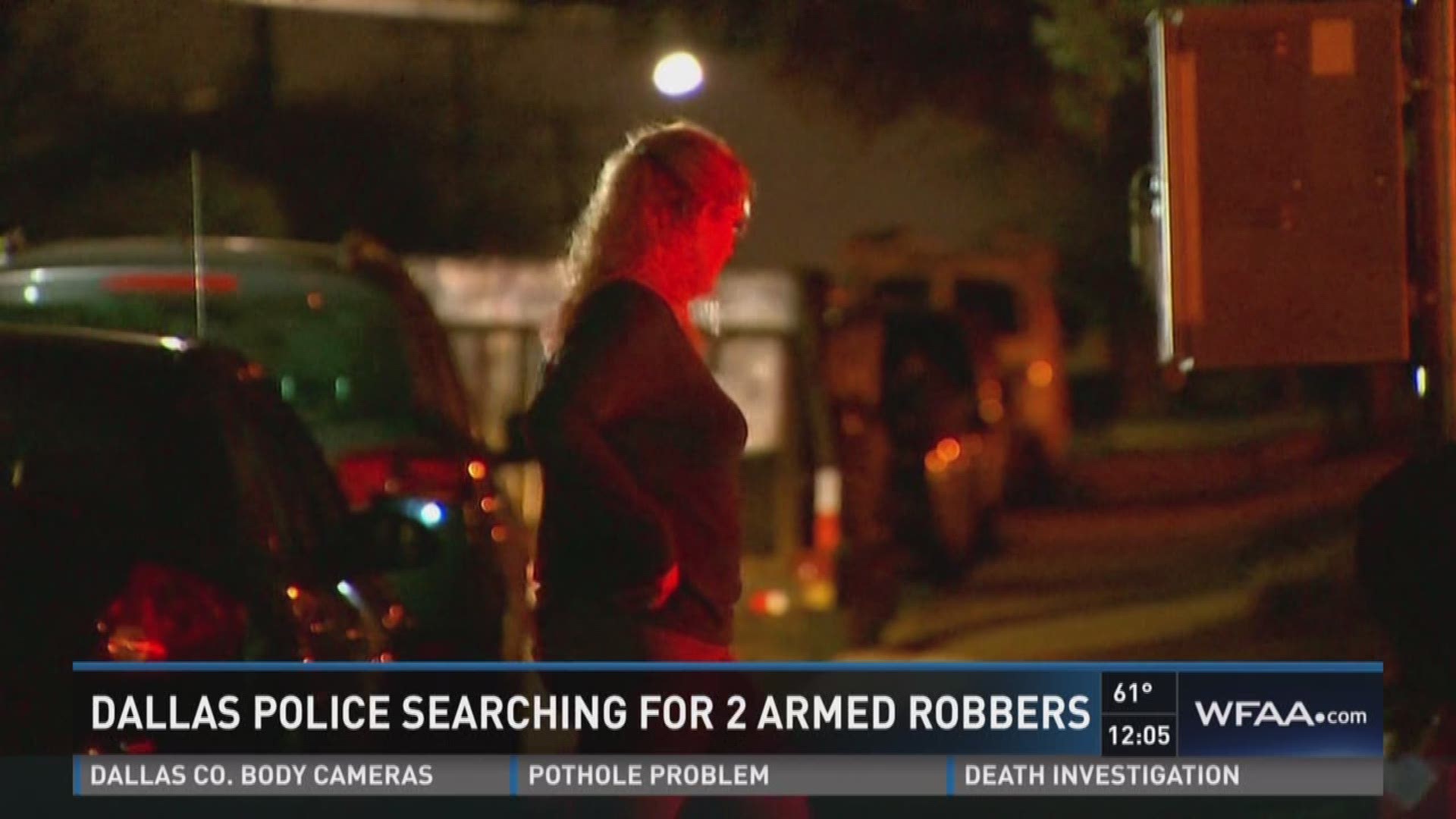 Dallas police searching for two armed robbers. Jenny Doren reports.