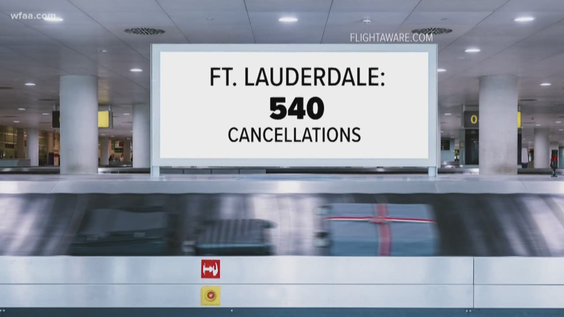 According to FlightAware, Florida airports, including those in Fort Lauderdale, Orlando, and Palm Beach, make up the majority of Monday’s cancellations.