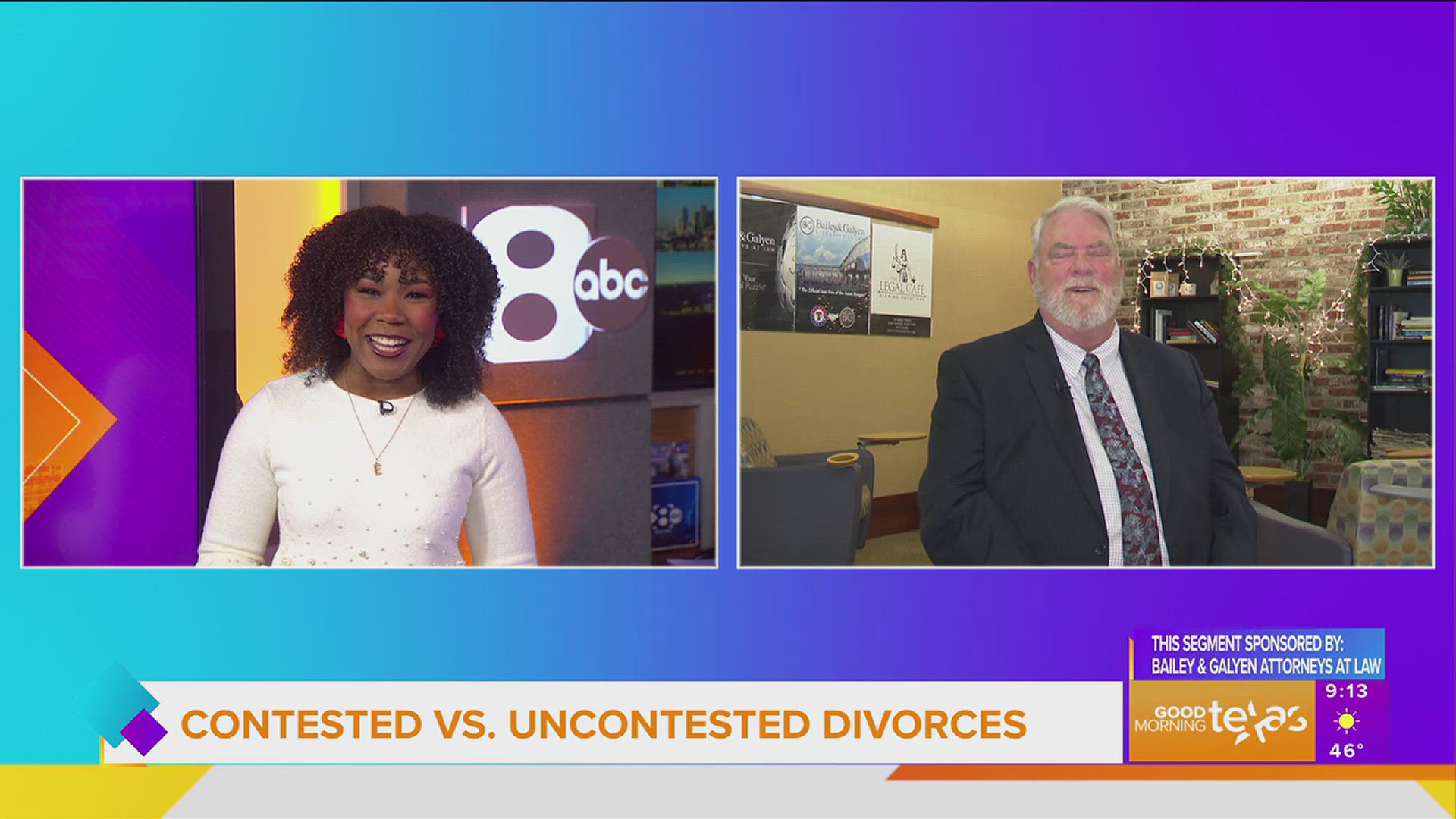 What you should know about contested and uncontested divorces. This segment is sponsored by Bailey & Galyen Attorneys at Law. Go to thetexasattorney.com for more.