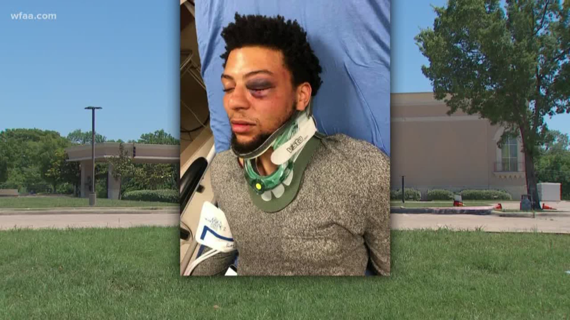 Jalen Bell, 24, claims a group of white security guards shouted racial slurs at him as they choked and beat him inside XTC Cabaret Dallas early Sunday morning. 