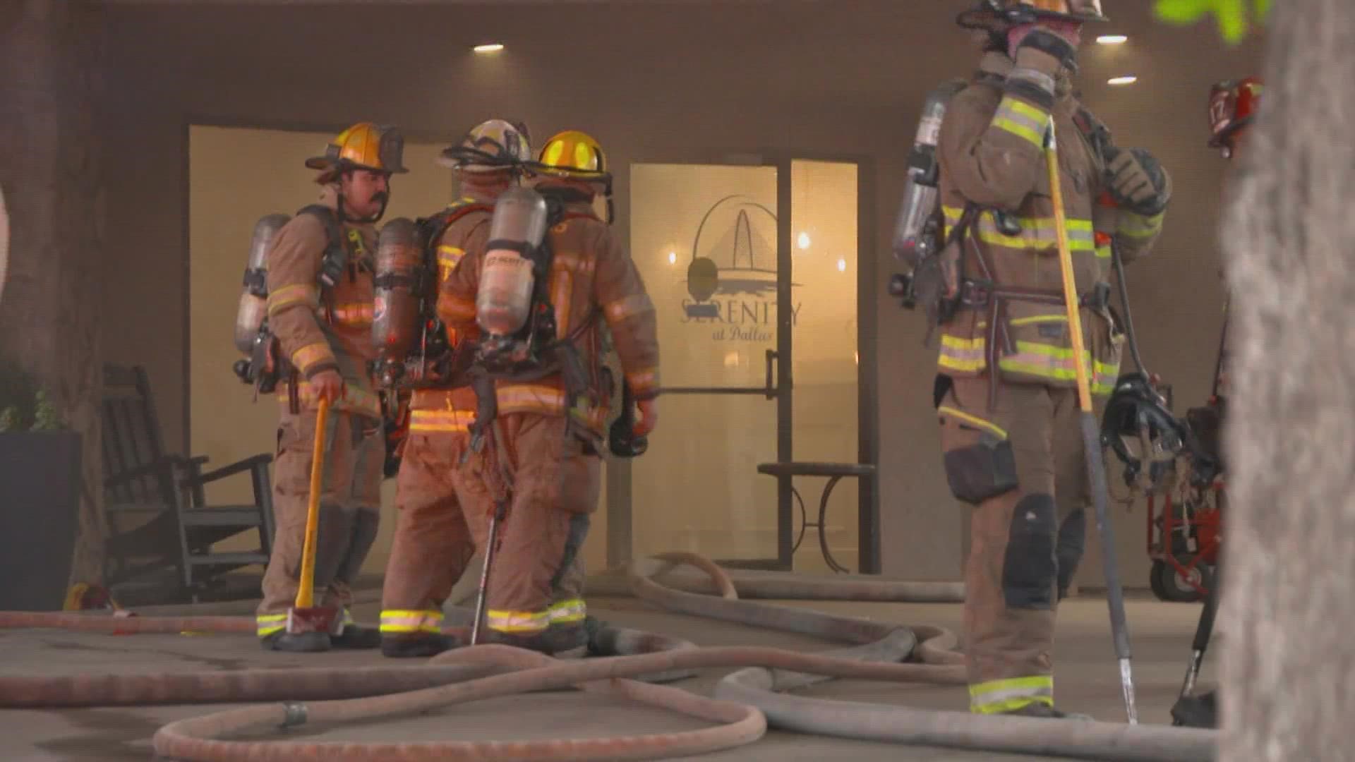 Around 65 residents were displaced after a five-alarm blaze at a 55+ senior living facility in Dallas.