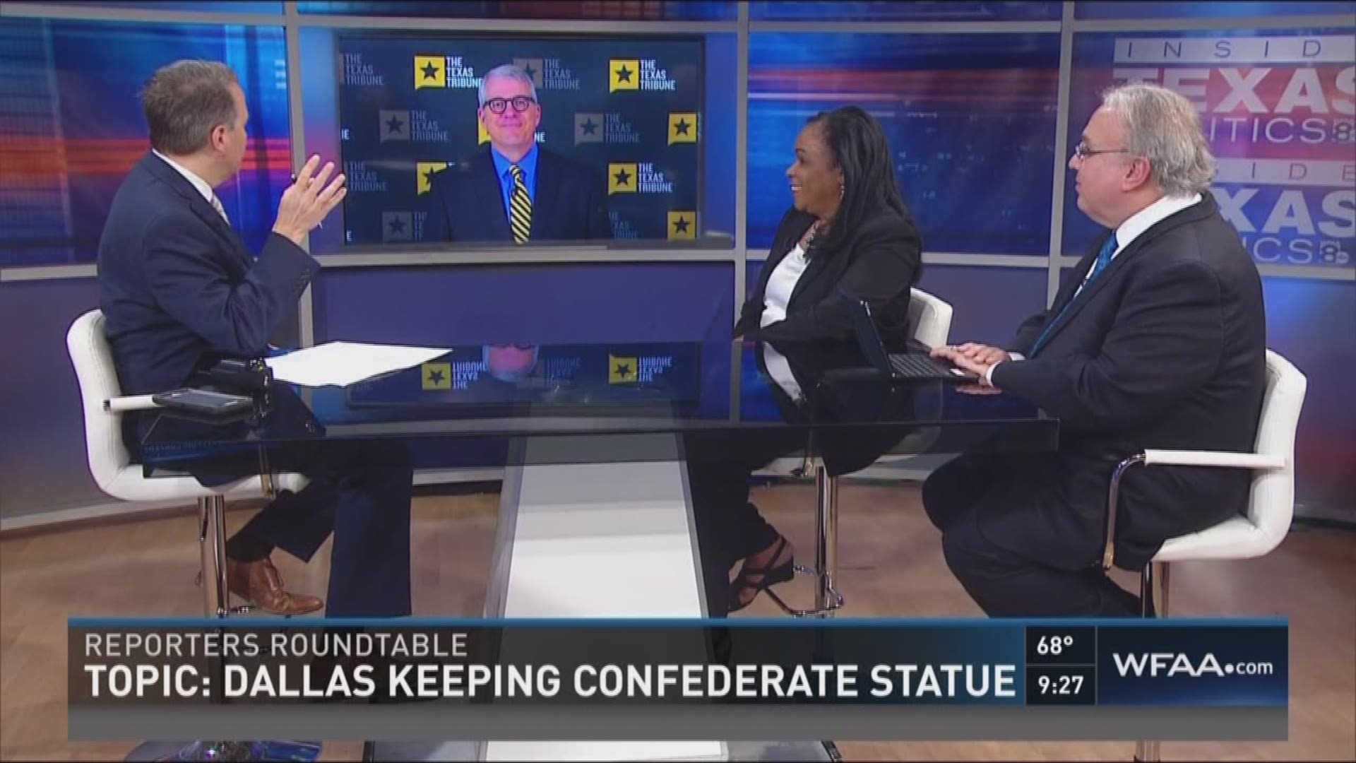 Reporters Roundtable puts the headlines in perspective each week. Host Jason, Bud and Ross returned along with Berna Dean Steptoe, WFAA's political producer. They examined whether race played a role in the sentencing in Tarrant County of three minority wo