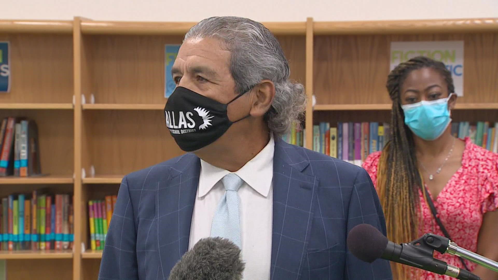 Dr. Hinojosa said staff are going to ask students to comply, and will give them a mask and time. If they don't comply, they will be sent to a separate area.