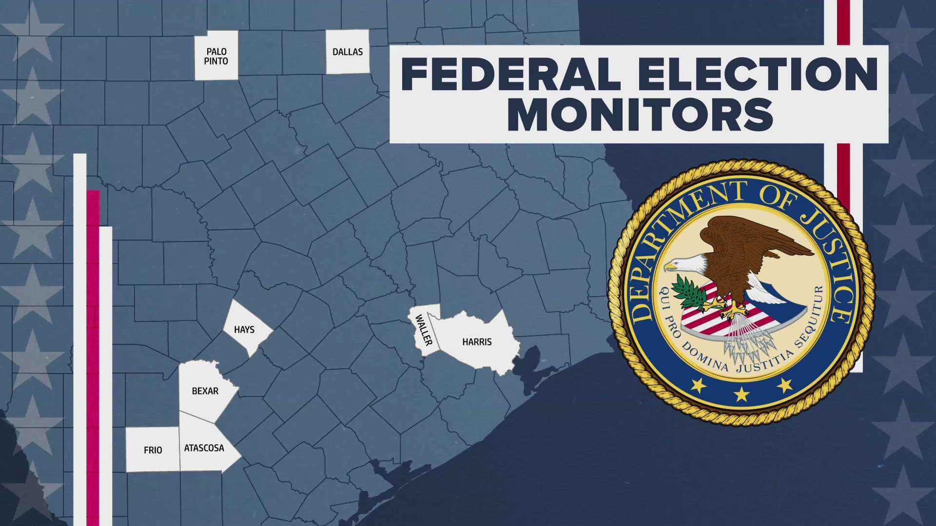 Federal officials will also be at polling locations in some major counties. 