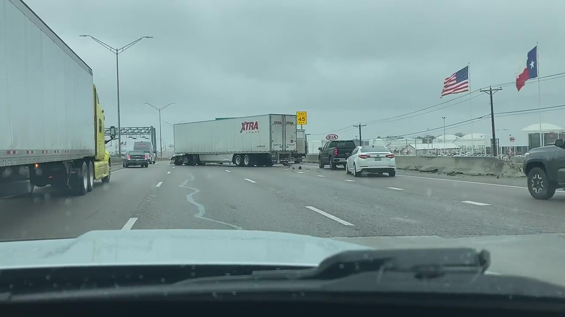 Kevin Reece drove past this big rig on US-183 and O'Conner in Irving. Bridges and overpasses are starting to ice over in the Metroplex.