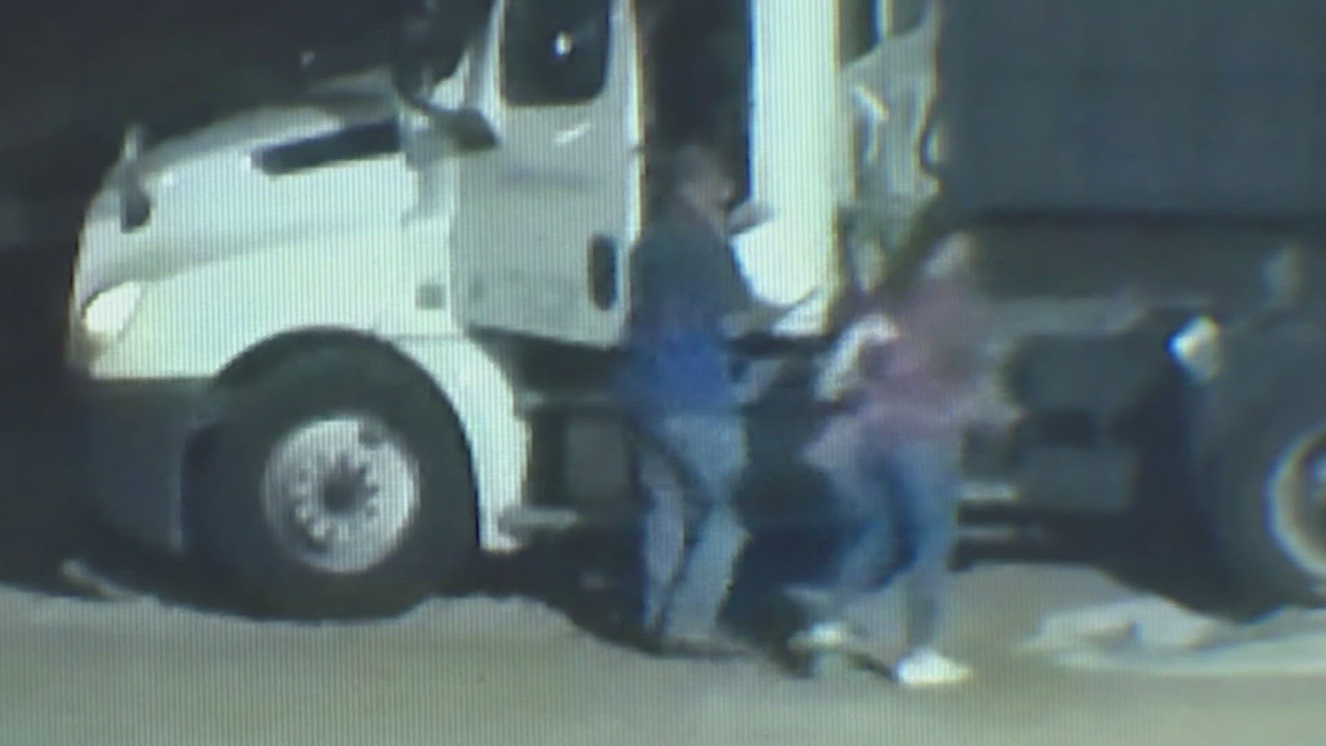 Surveillance video shows the moment someone stole a semi-truck from Brace Manufacturing on Easy Street in Garland, Texas.