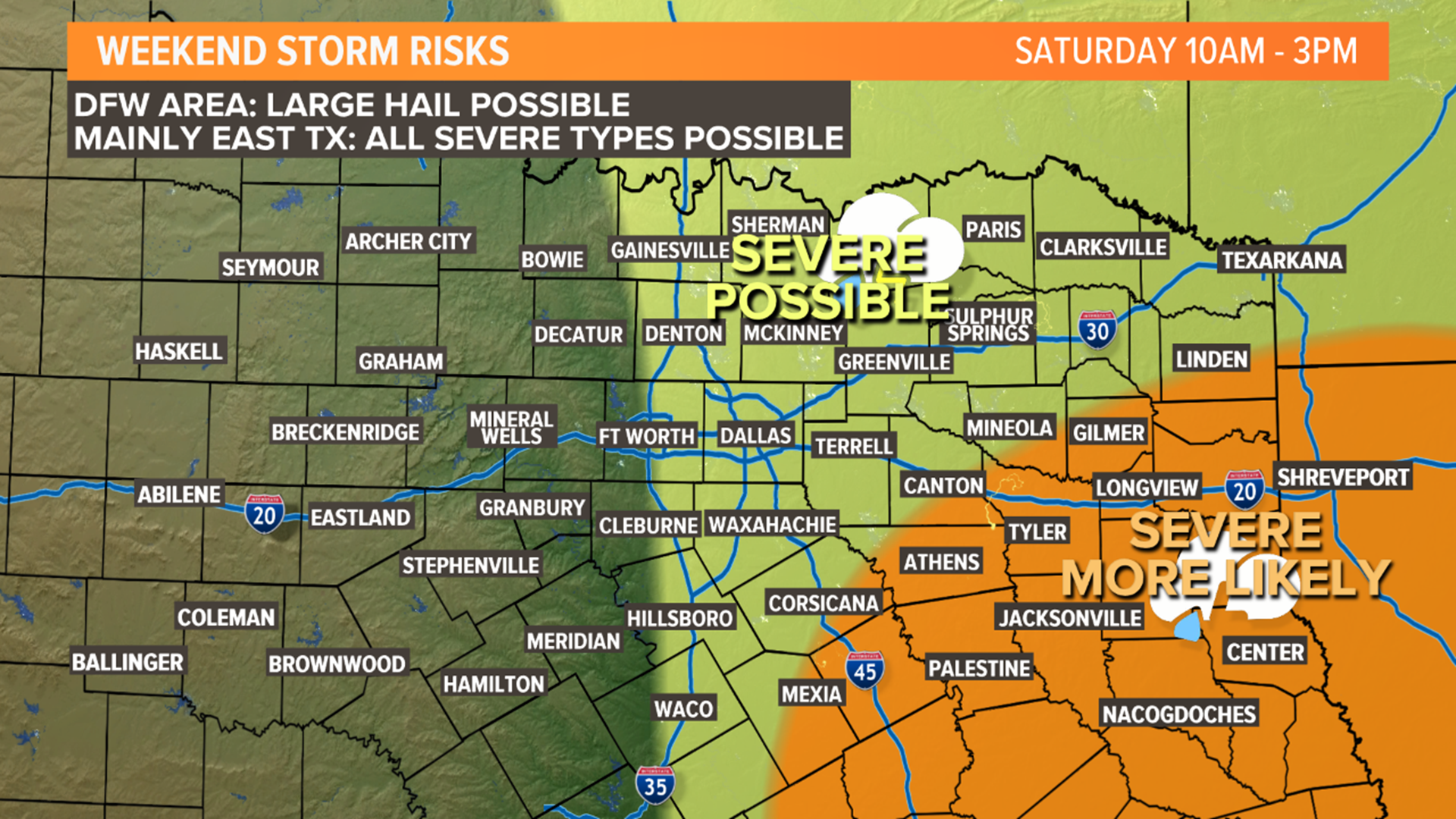 DFW Weather Timeline: Storms not severe; heavy rain, lightning move ...