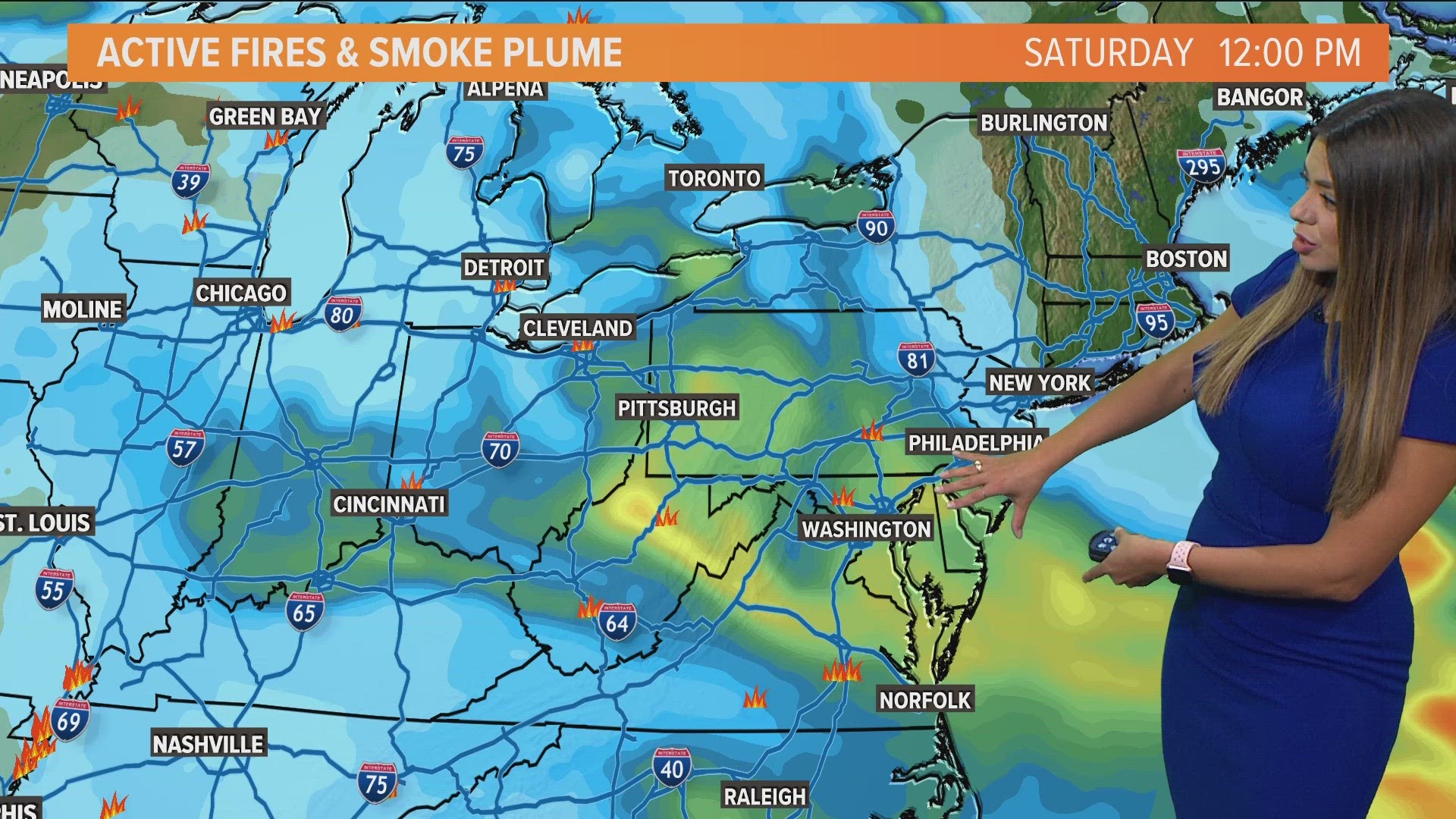 Toronto, Cleveland, Pittsburgh and Washington, D.C. look to be getting the worst of the smoke on Friday and into the weekend.