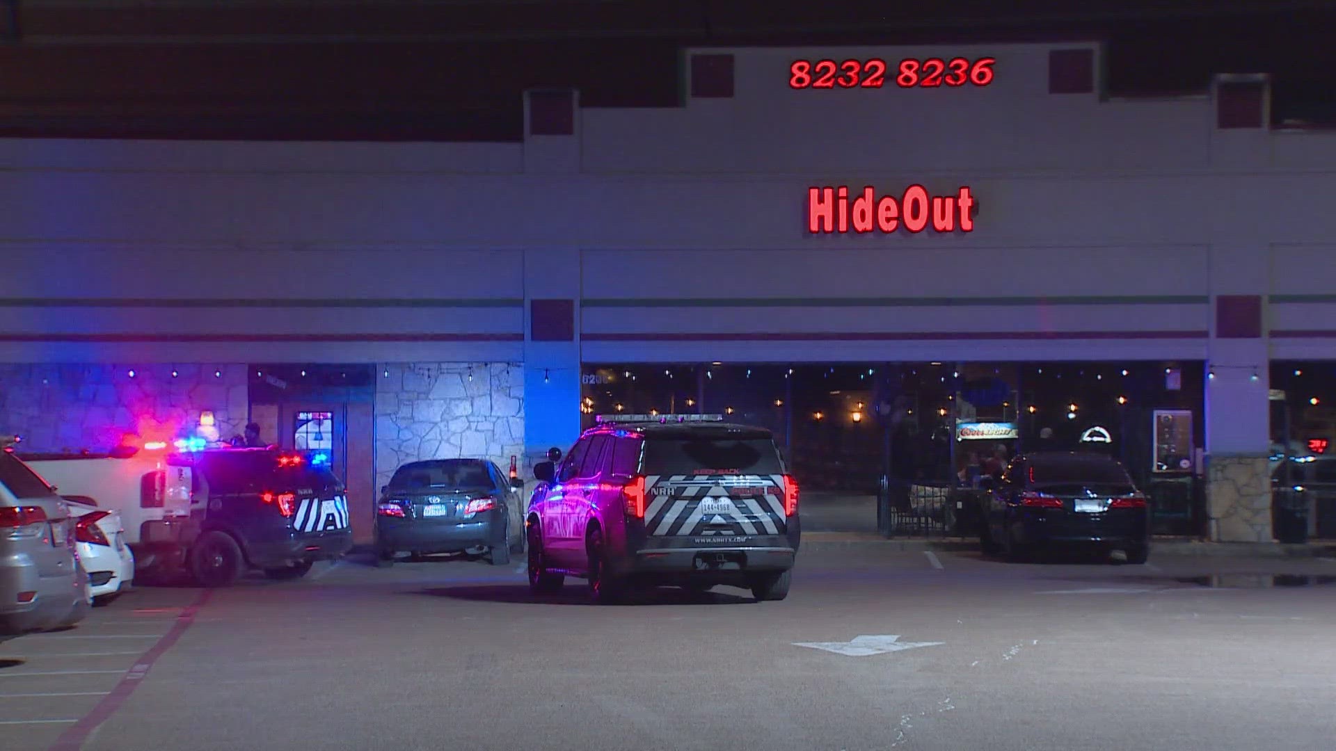 Police say the man was seen stabbing tires and patio furniture in the parking lot near The Hideout.