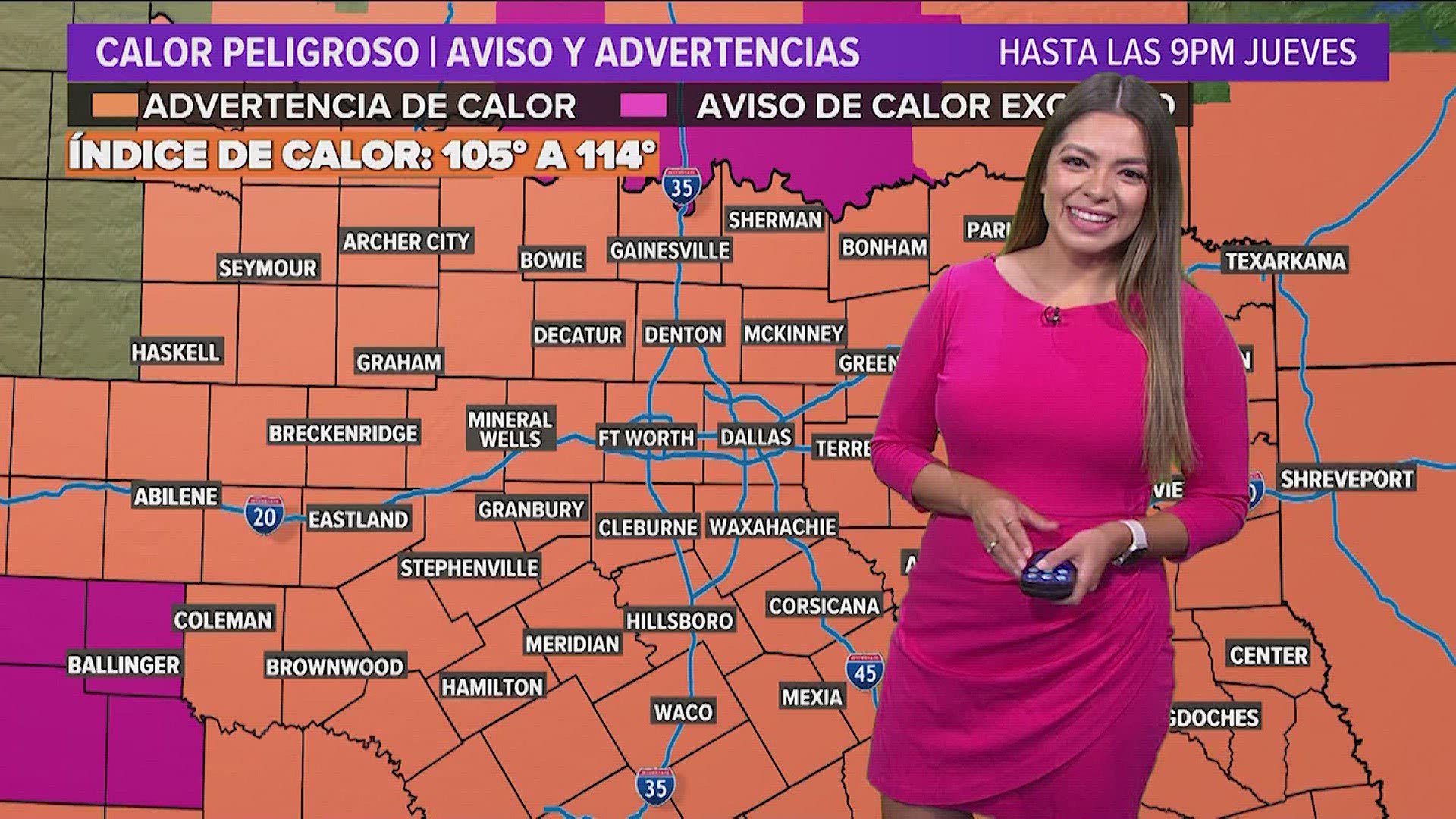 El Reporte del Tiempo en Dallas-Fort Worth: Advertencia de calor. El calor peligroso continúa este fin de semana