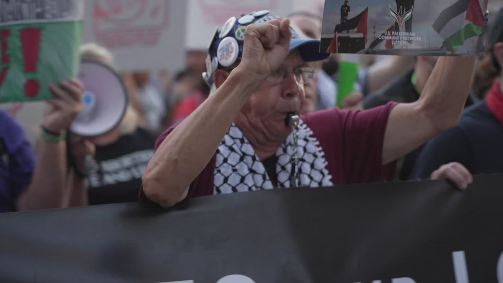 Self-described leftists are protesting the 2024 DNC right as delegates from around the country are supposed to converge on Chicago's United Center.